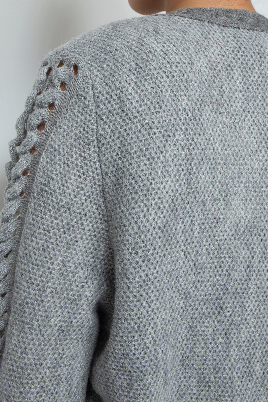 Wool Mohair Zip Knit cardigan Gray