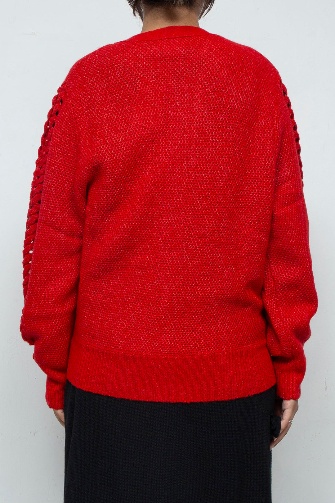 Wool Mohair Zip Knit cardigan Red