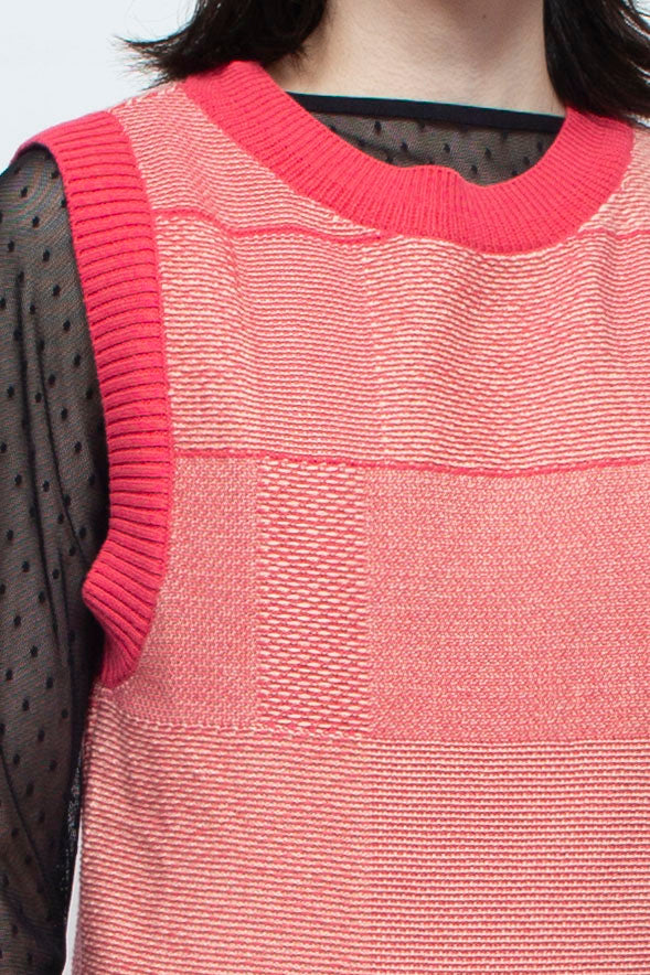 Denim Like Knit Tank Tops Pink