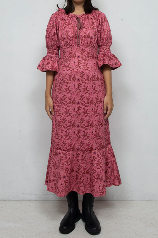 ANEMONE PRINT SMOCKING DRESS PINK