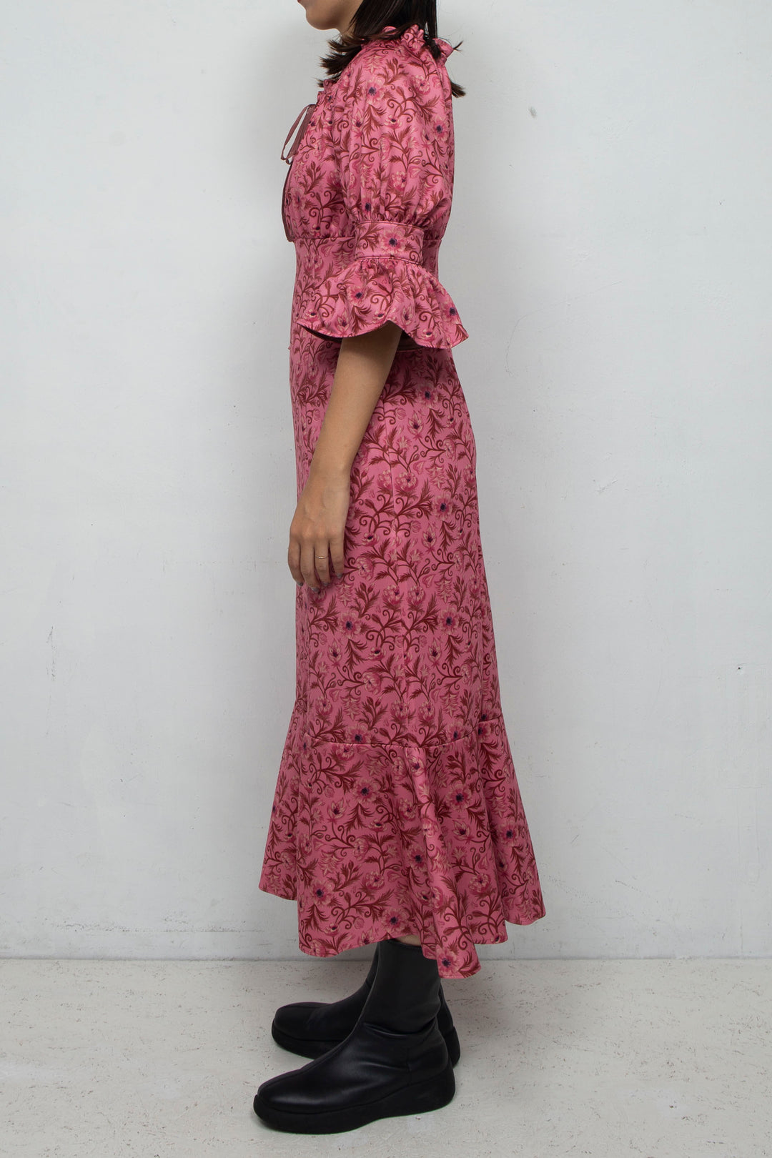 ANEMONE PRINT SMOCKING DRESS PINK