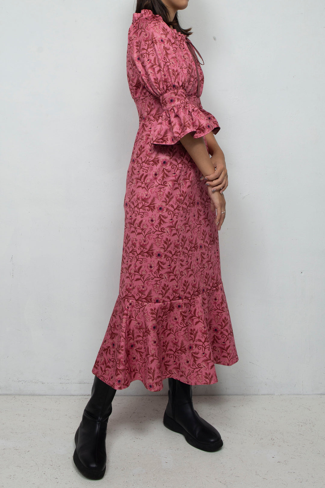 ANEMONE PRINT SMOCKING DRESS PINK