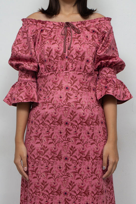 ANEMONE PRINT SMOCKING DRESS PINK