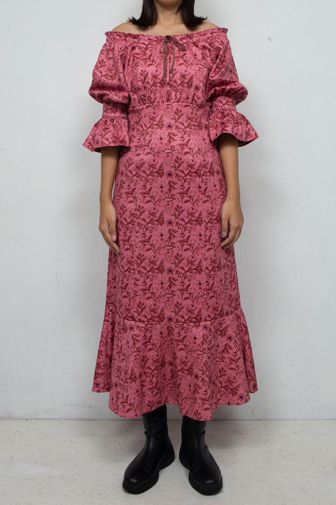 ANEMONE PRINT SMOCKING DRESS PINK