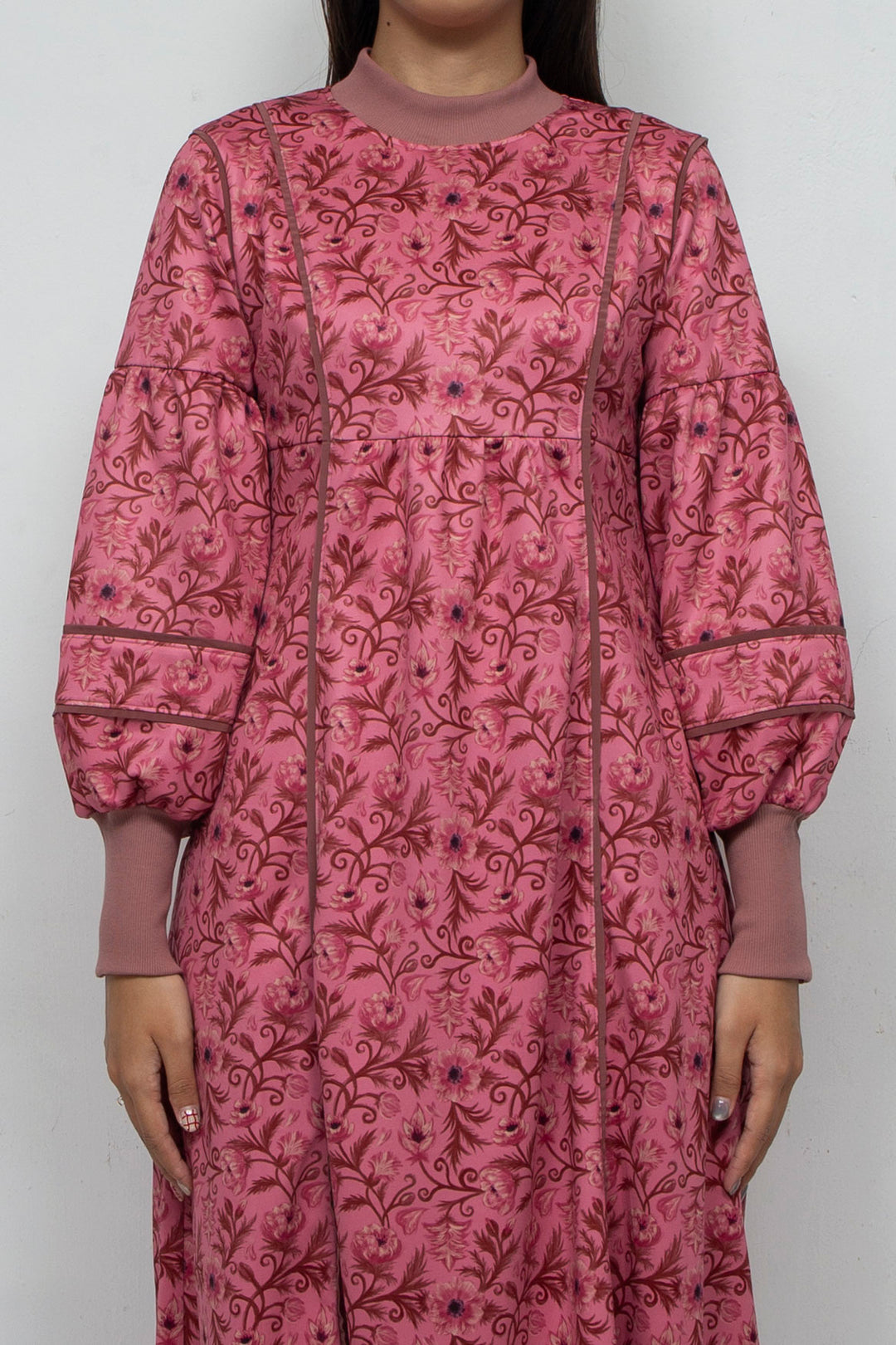 ANEMONE PRINT CREWNECK DRESS PINK