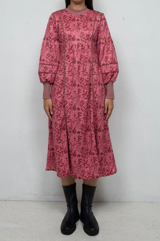 ANEMONE PRINT CREWNECK DRESS PINK