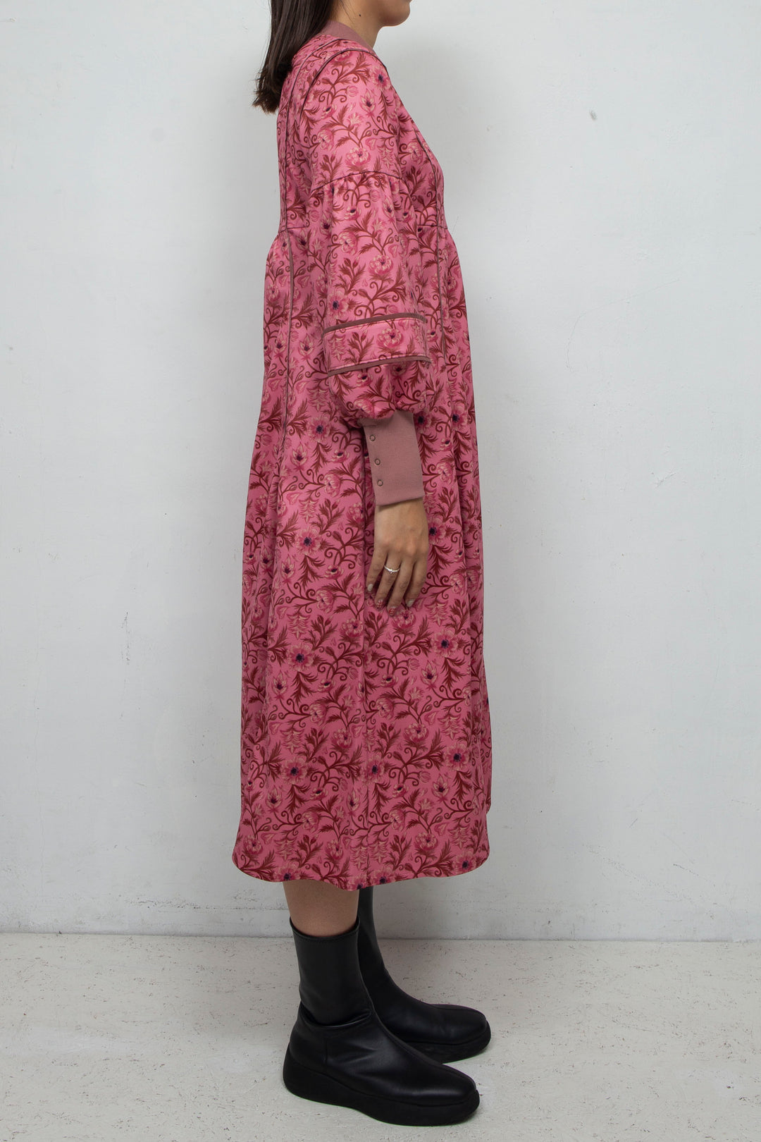 ANEMONE PRINT CREWNECK DRESS PINK