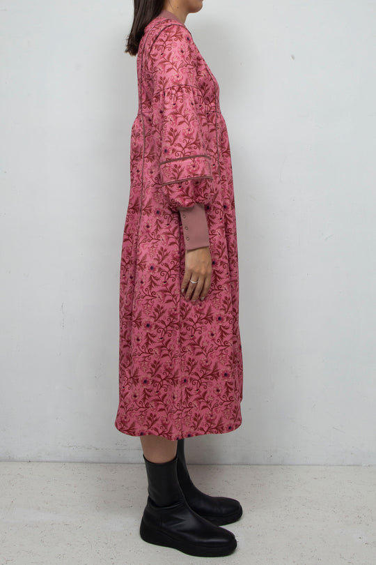 ANEMONE PRINT CREWNECK DRESS PINK