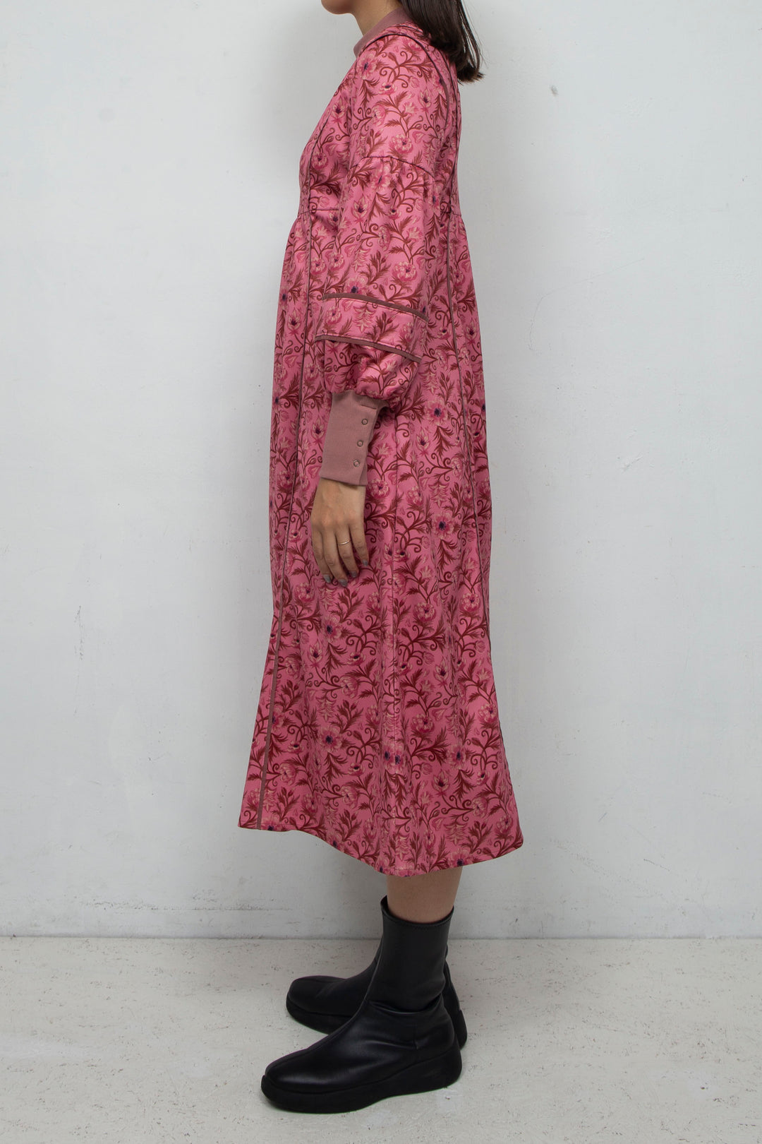 ANEMONE PRINT CREWNECK DRESS PINK