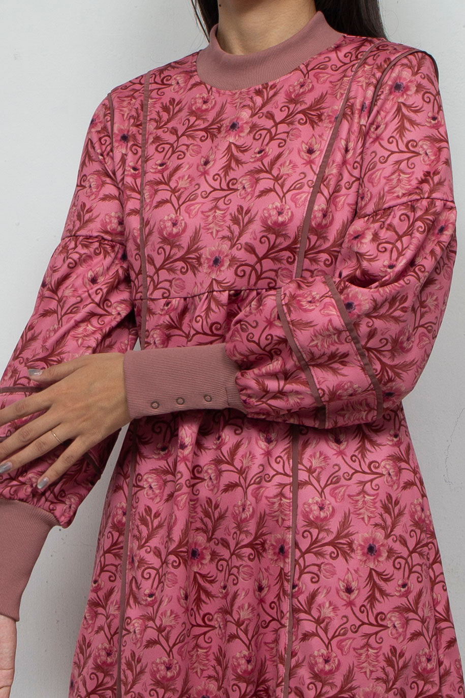 ANEMONE PRINT CREWNECK DRESS PINK