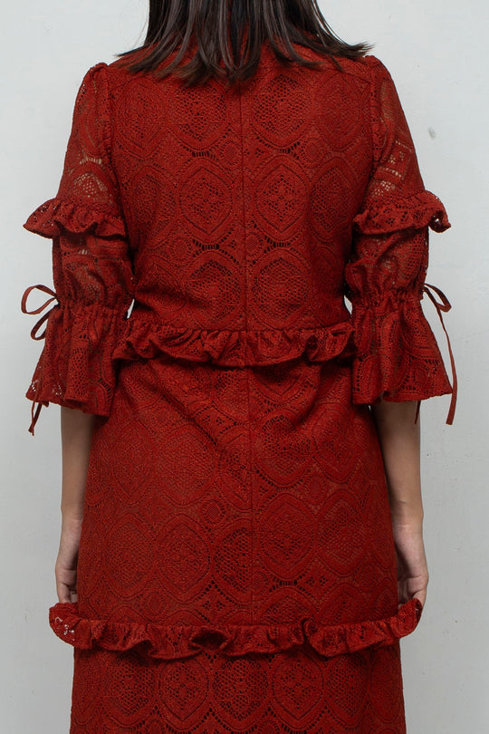 ANEMONE LACE DRESS RED