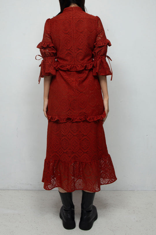 ANEMONE LACE DRESS RED