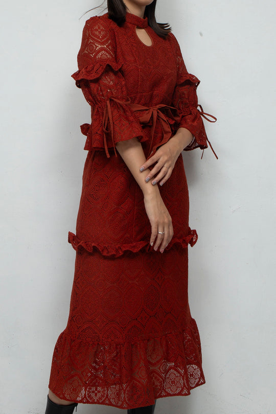 ANEMONE LACE DRESS RED