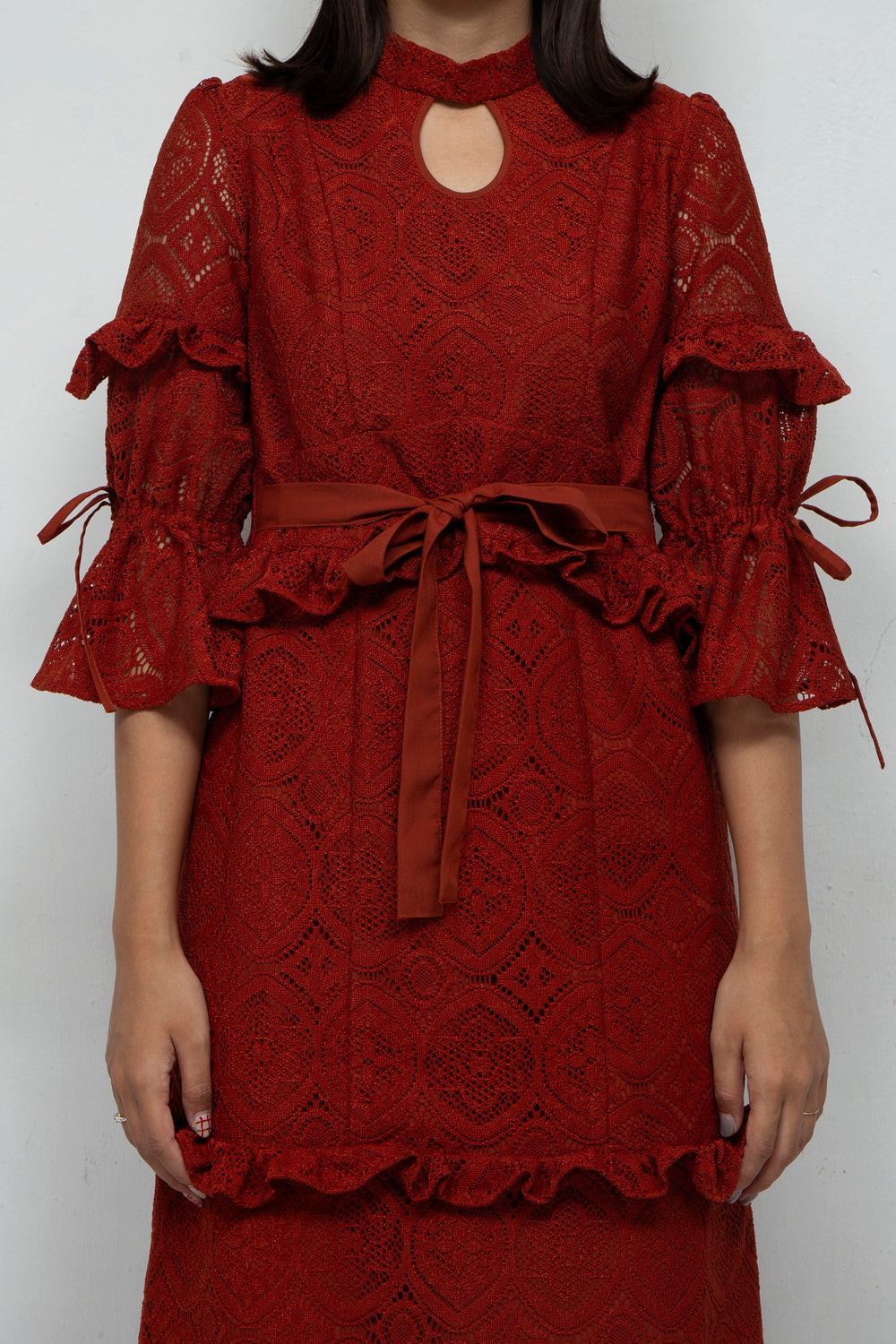 ANEMONE LACE DRESS RED