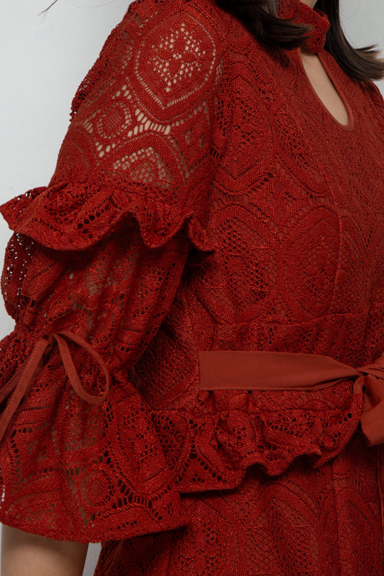 ANEMONE LACE DRESS RED