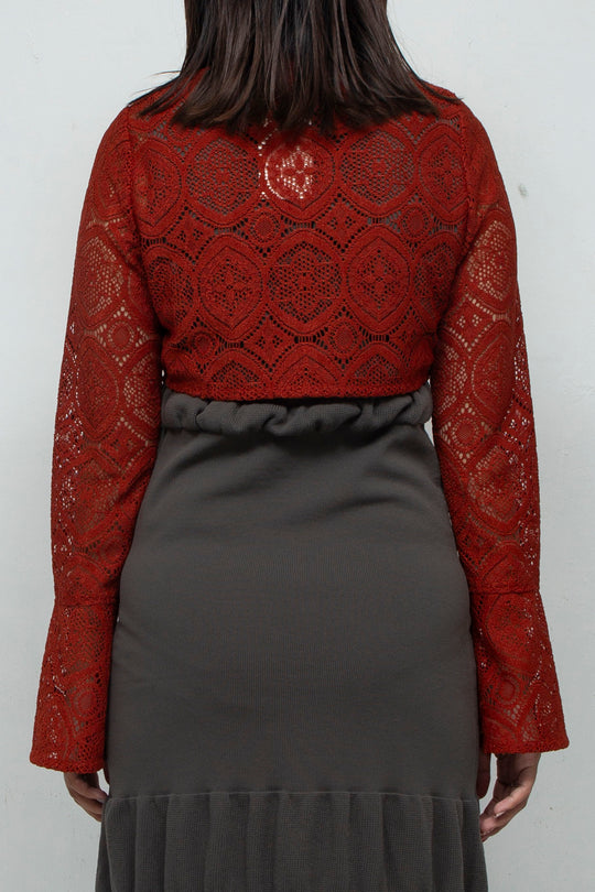 ANEMONE BUTTON LACE BLOUSE RED