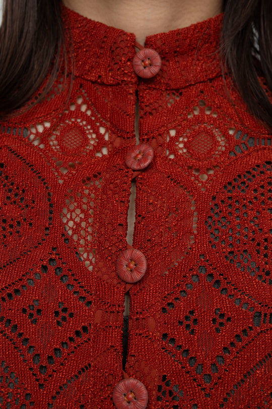 ANEMONE BUTTON LACE BLOUSE RED