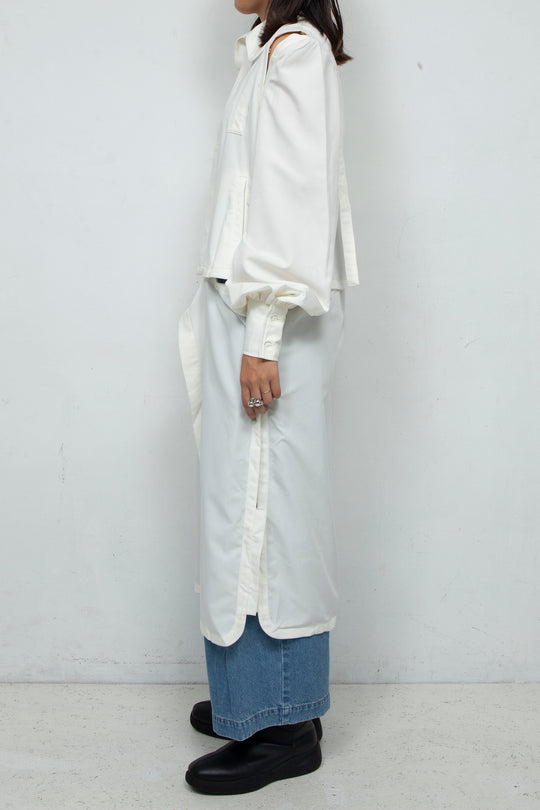 3way long sleeve shirt dress White