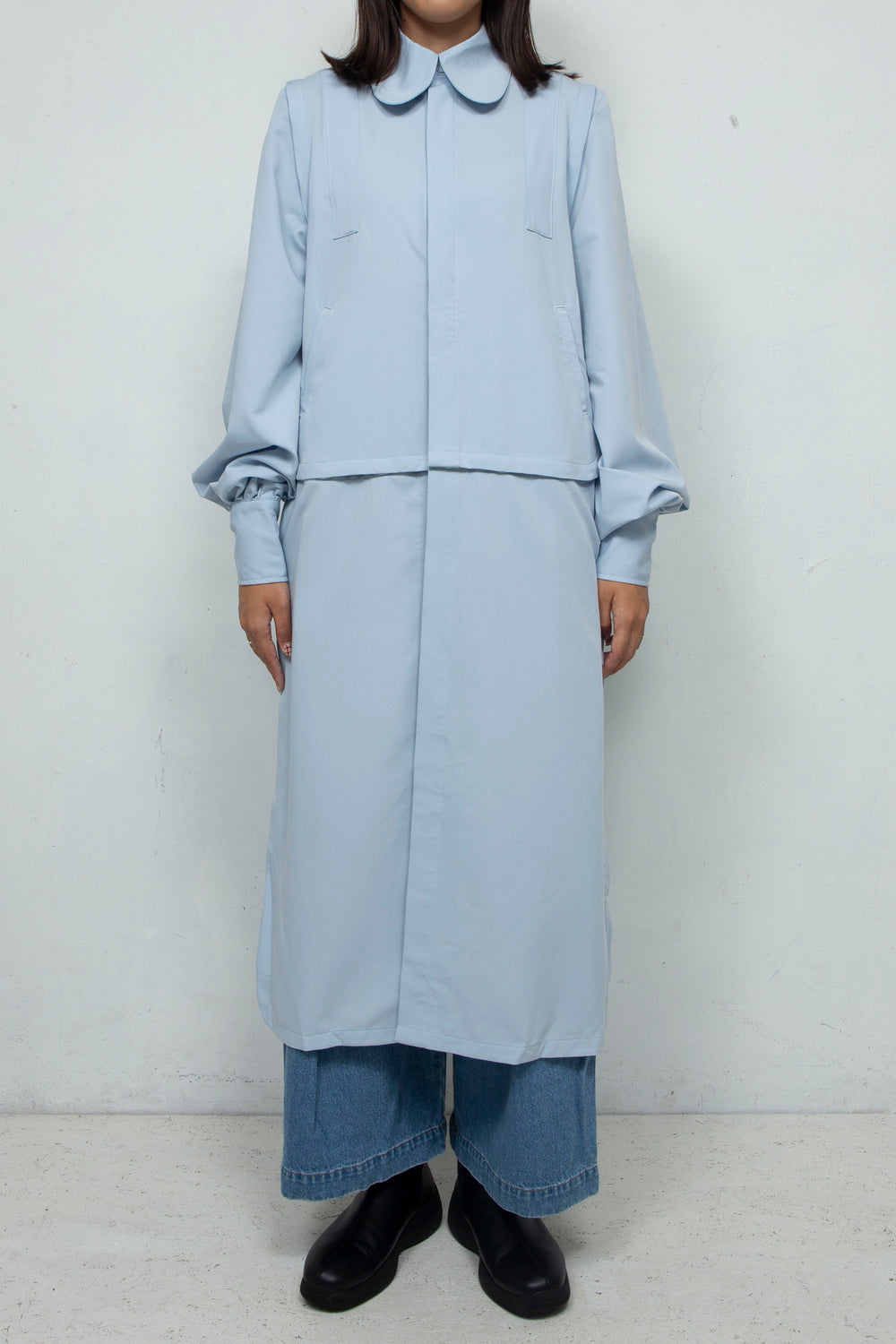 3way long sleeve shirt dress  Light blue