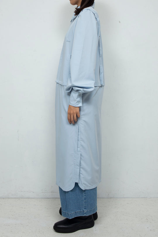 3way long sleeve shirt dress  Light blue