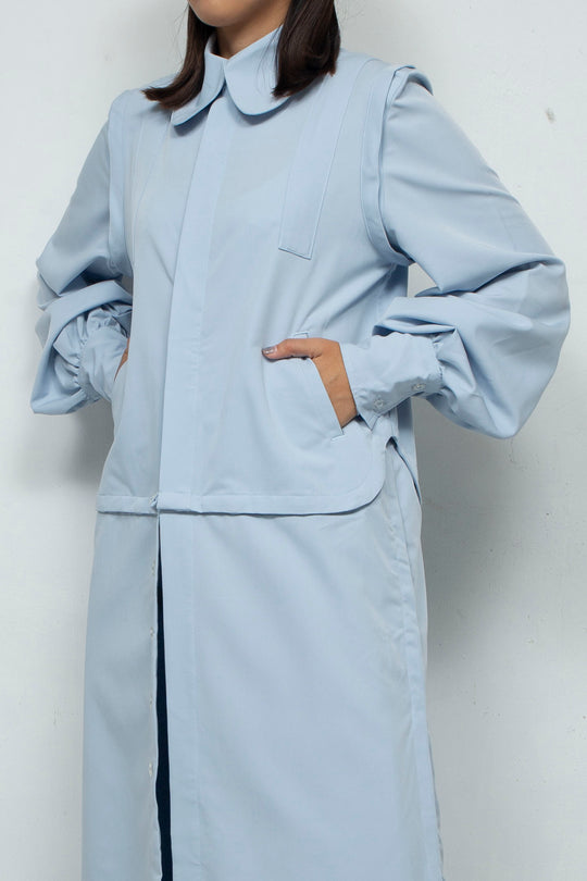 3way long sleeve shirt dress  Light blue