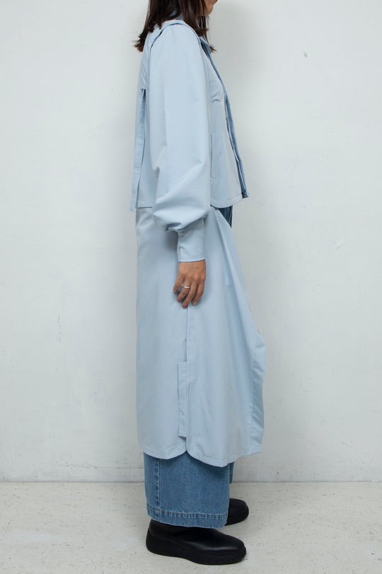 3way long sleeve shirt dress  Light blue