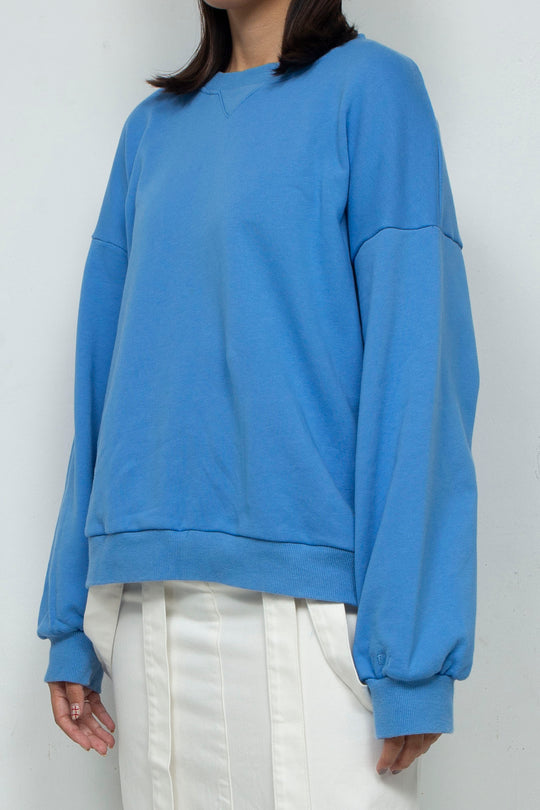 Embroidered cuff sweatshirt Blue