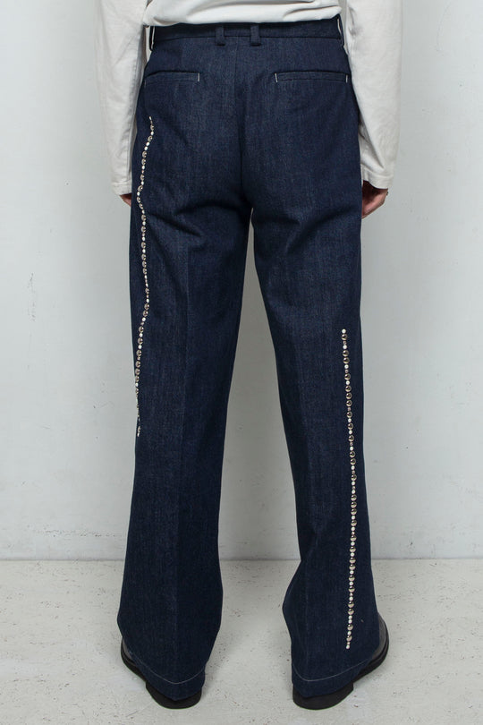 Studs Detail Two Tucks Trousers / NAVY