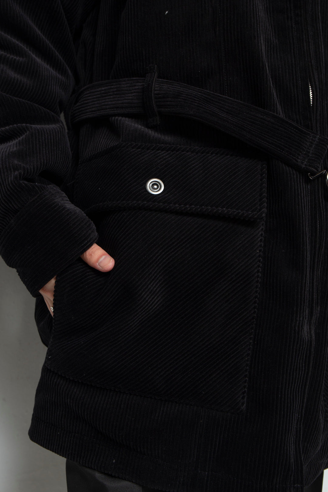 "KATAHDIN" Corduroy Down Half Coat BLACK