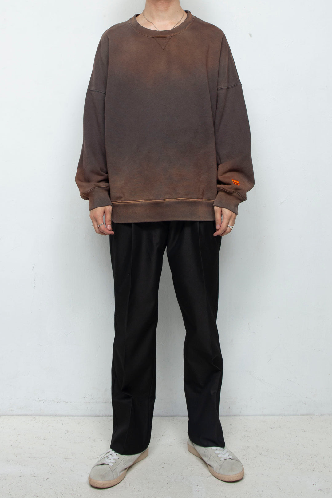 FADDED DROPPED SWEATSHIRT DARK BROWN