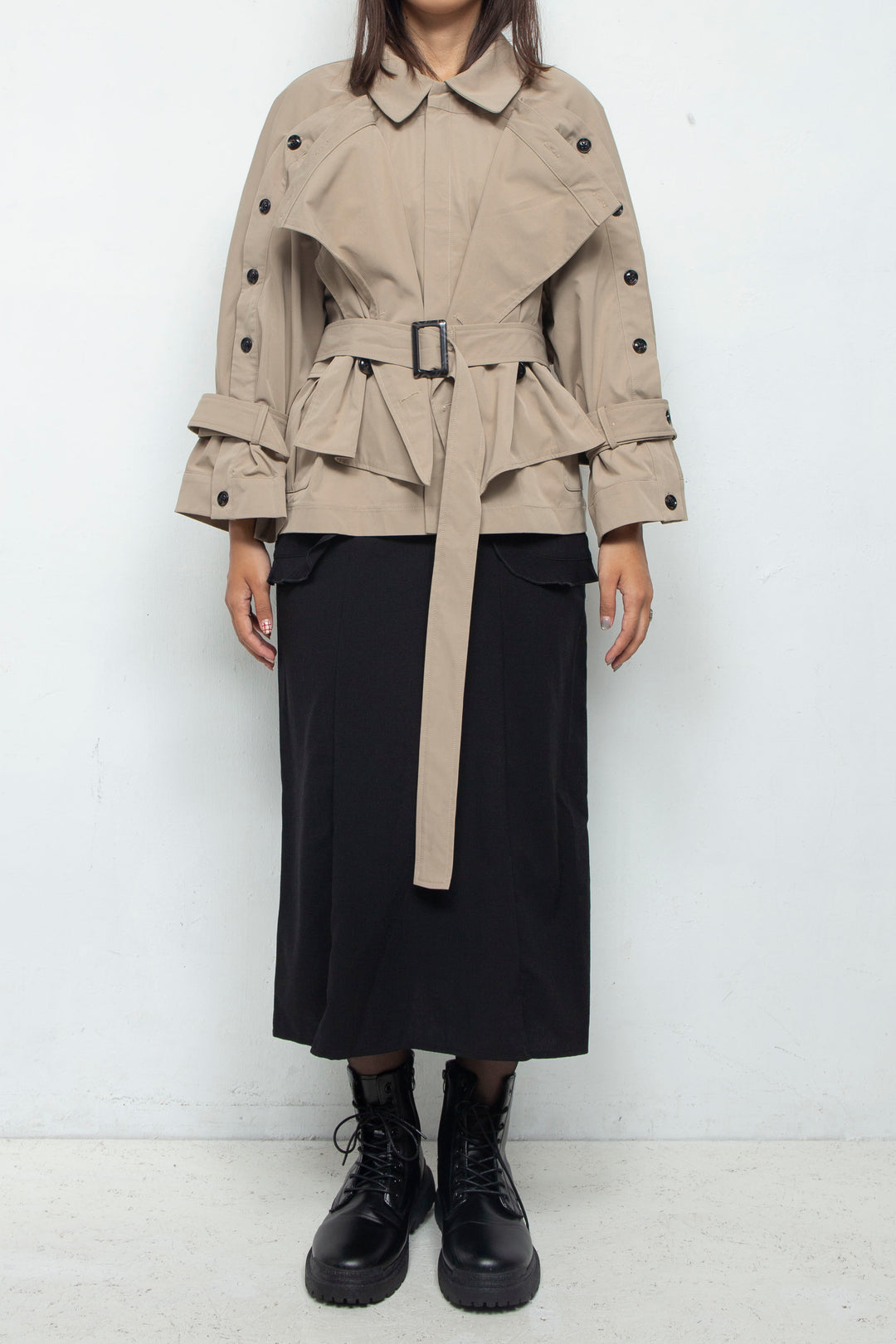 2way short trench coat Beige