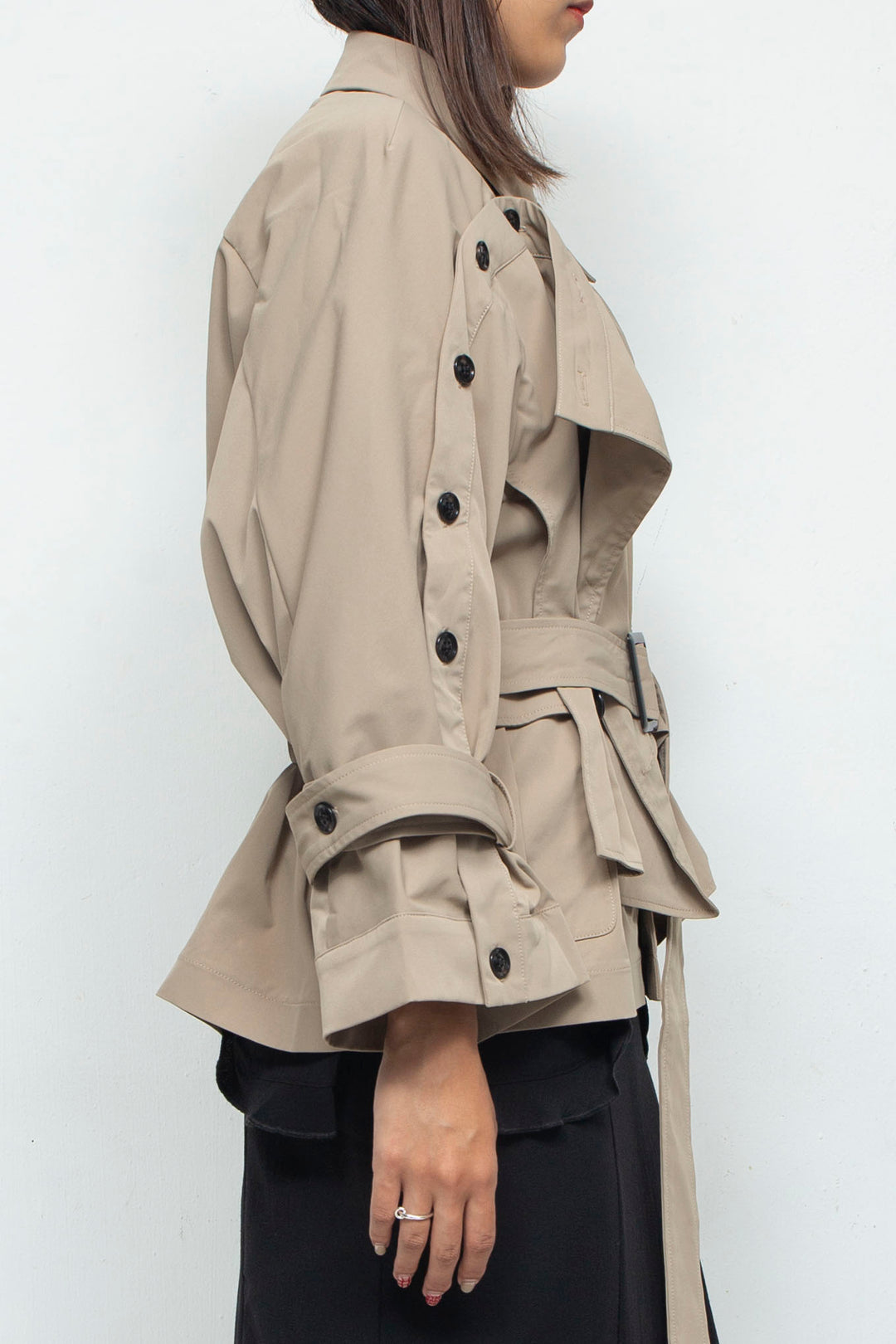 2way short trench coat Beige