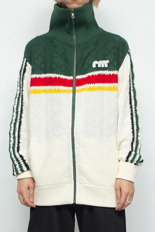 KNITTING TRACK JACKET  OFF WHITE