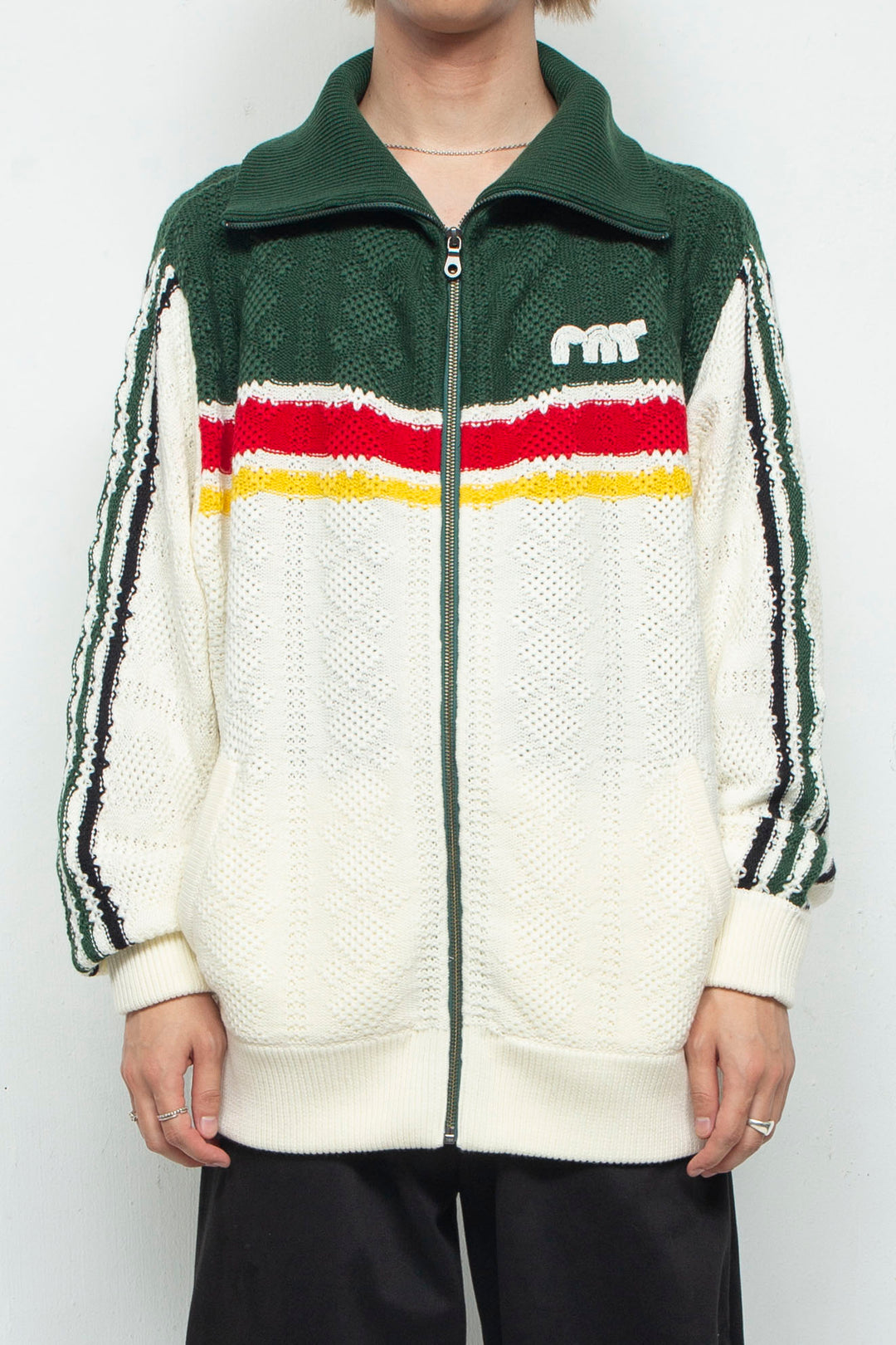 KNITTING TRACK JACKET  OFF WHITE