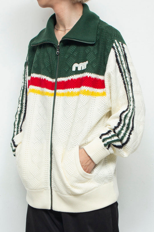 KNITTING TRACK JACKET  OFF WHITE