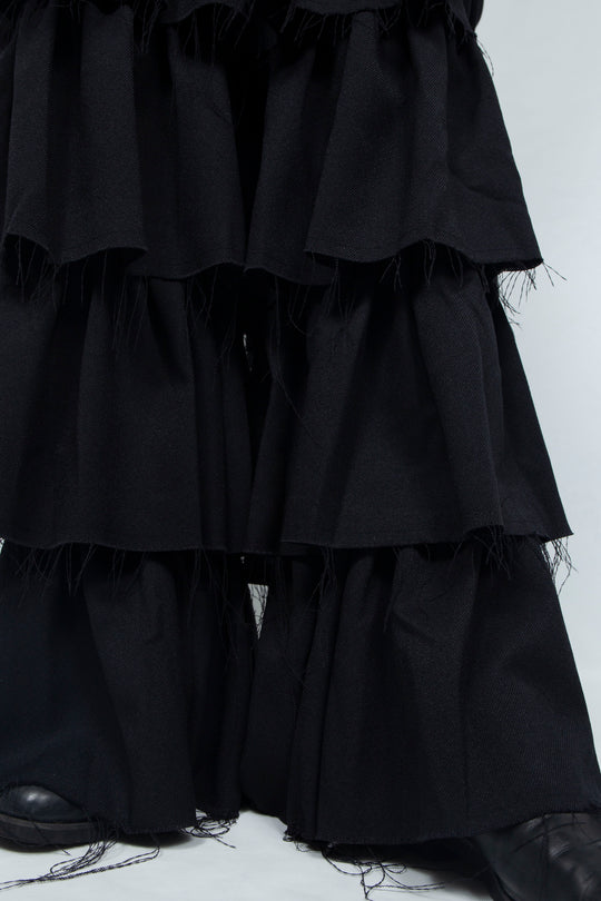 Tiered Frill Pants BLACK