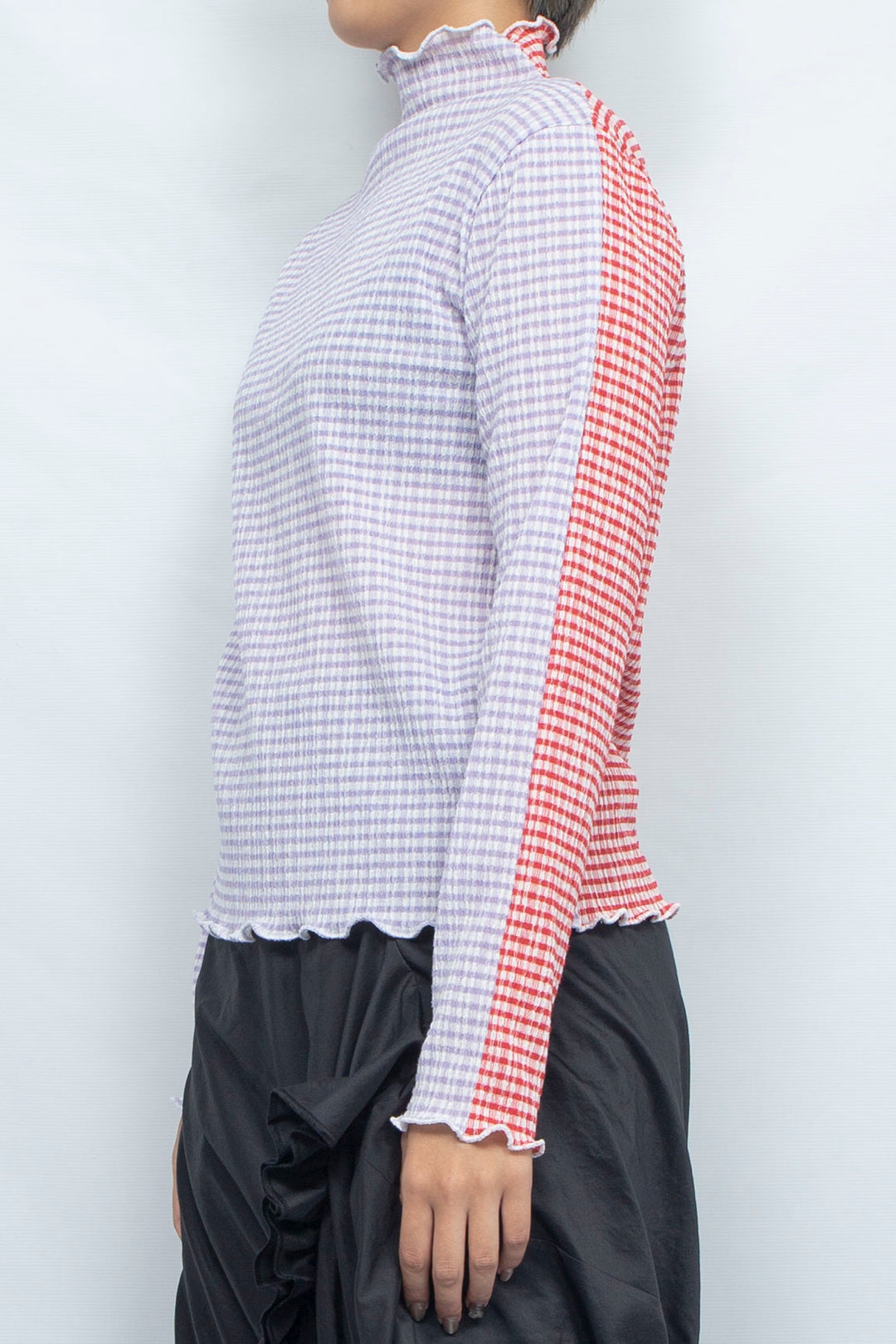 2way Gingham check  tops Red Purple