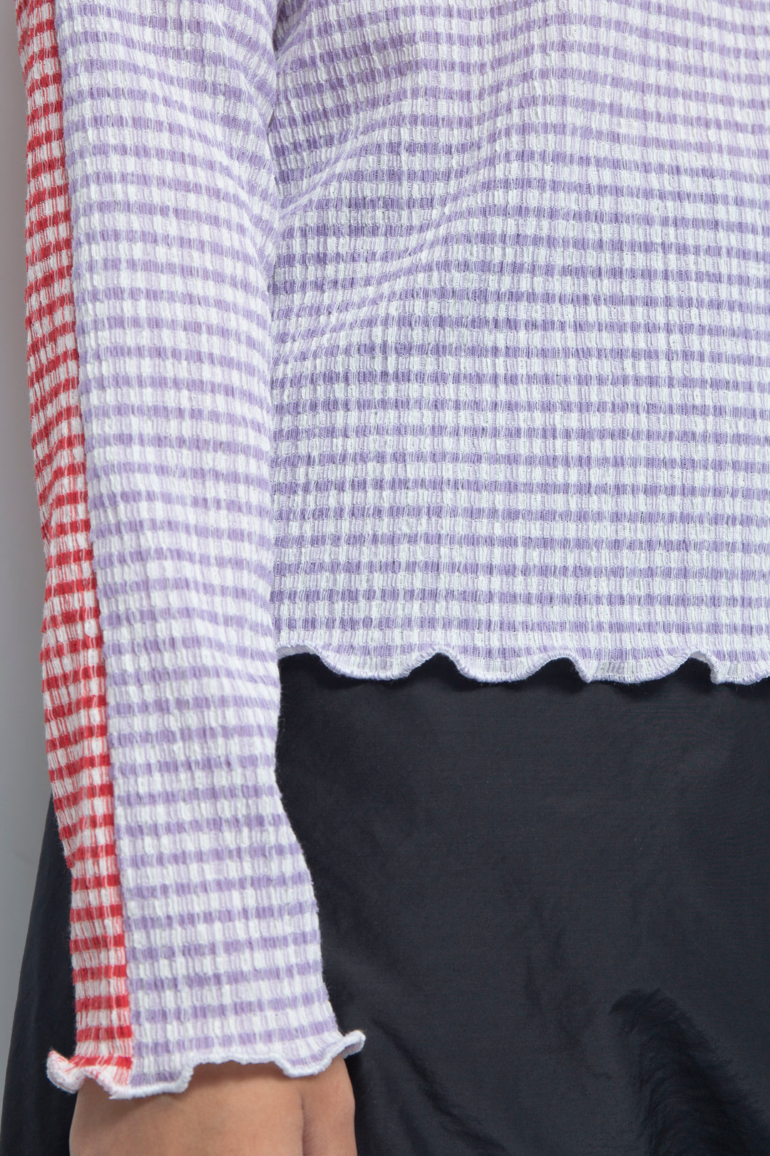 2way Gingham check  tops Red Purple