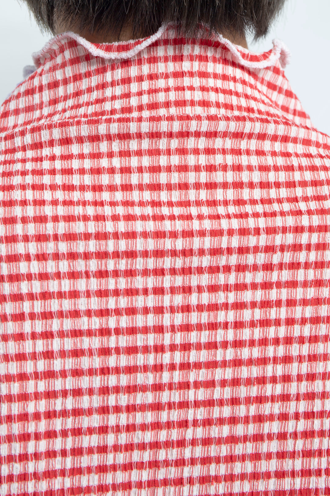 2way Gingham check  tops Red Purple