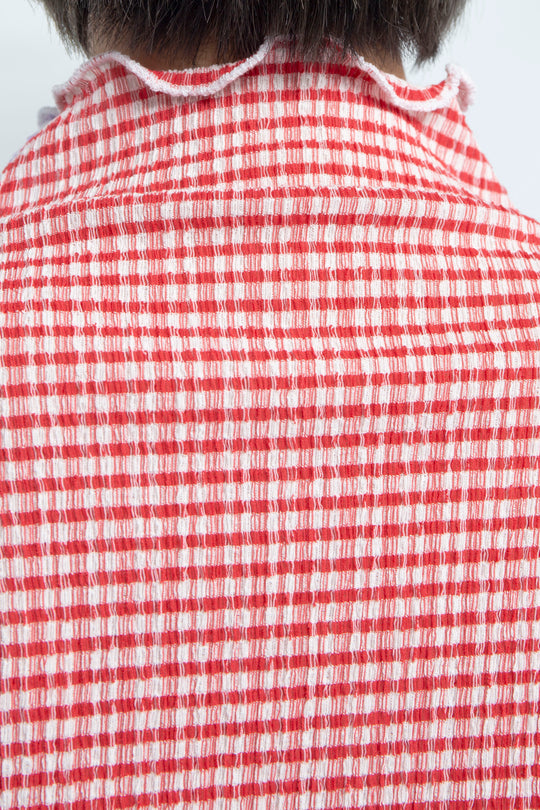 2way Gingham check  tops Red Purple