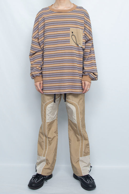 Nylon Line Pants Beige