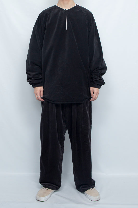 L/S Bias No Collar Pullover Shirt Black