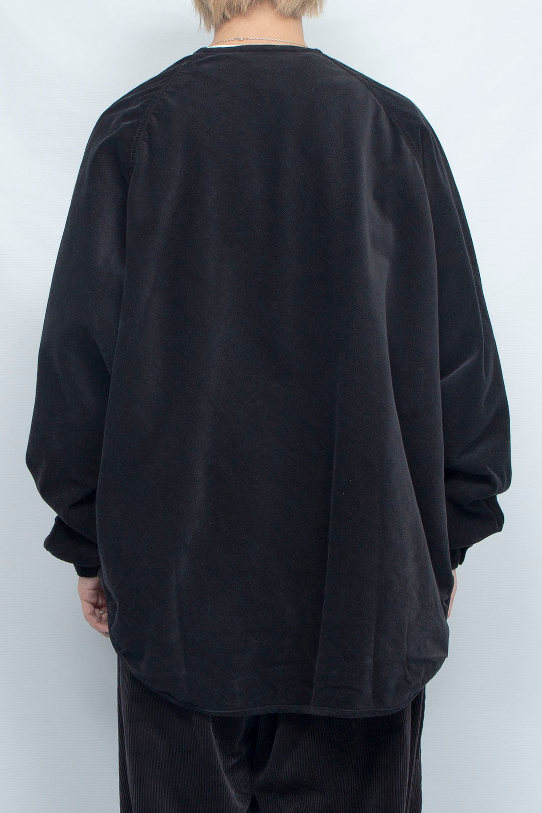 L/S Bias No Collar Pullover Shirt Black