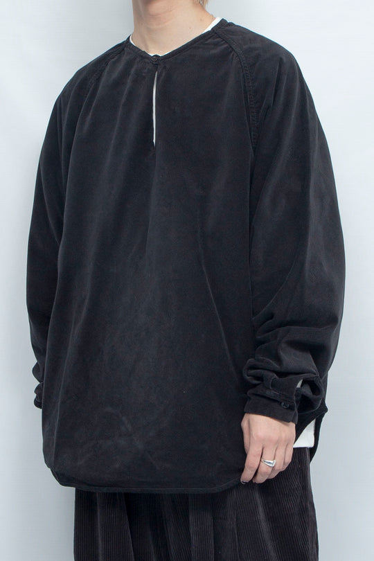 L/S Bias No Collar Pullover Shirt Black