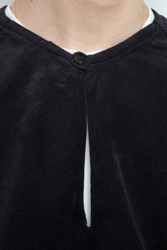 L/S Bias No Collar Pullover Shirt Black