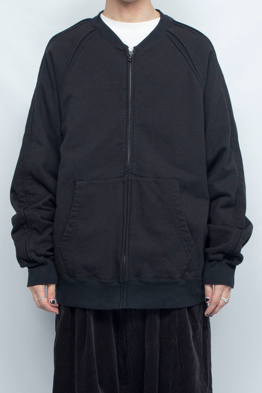 Full-zip Crew neck Sweat Black