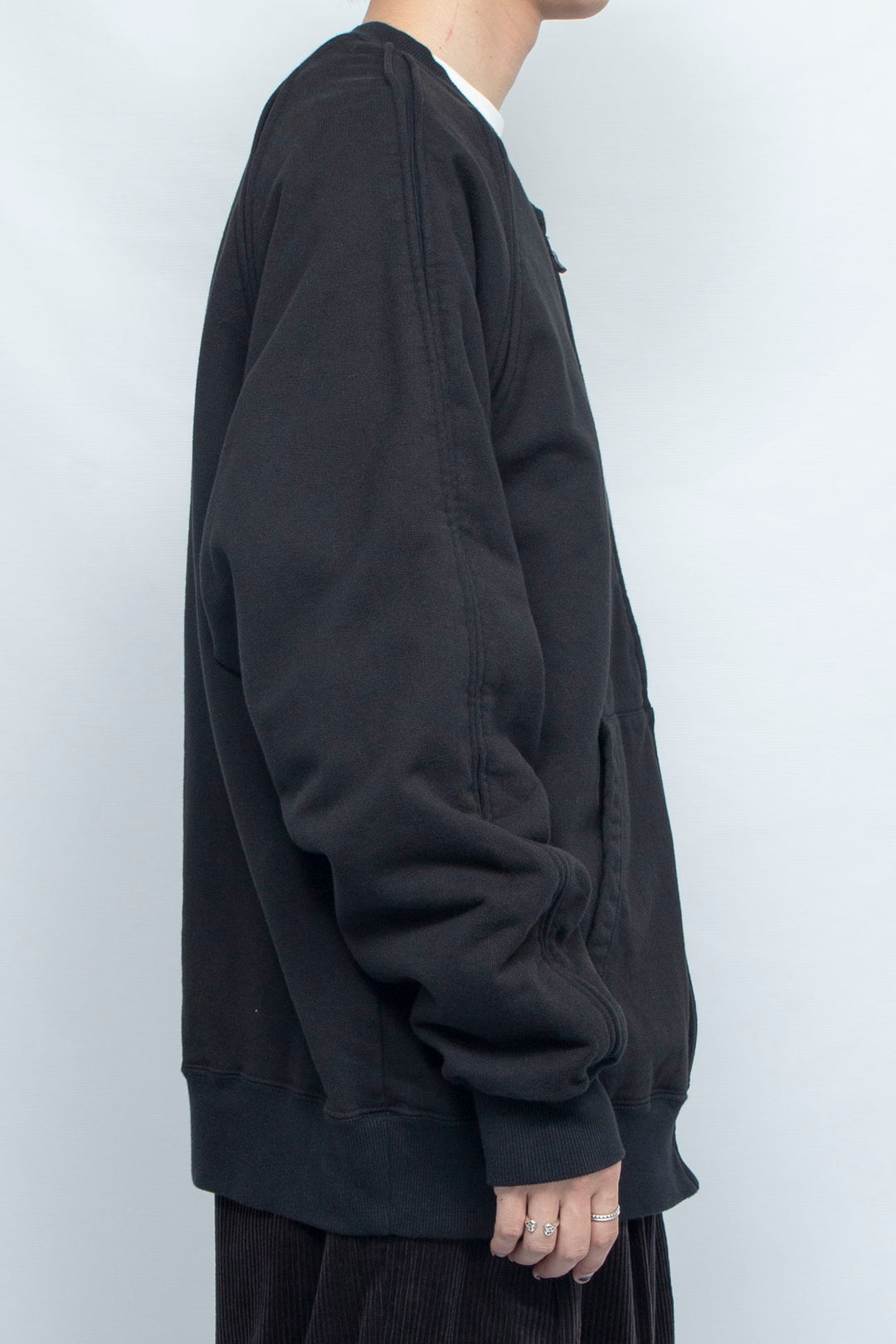 Full-zip Crew neck Sweat Black