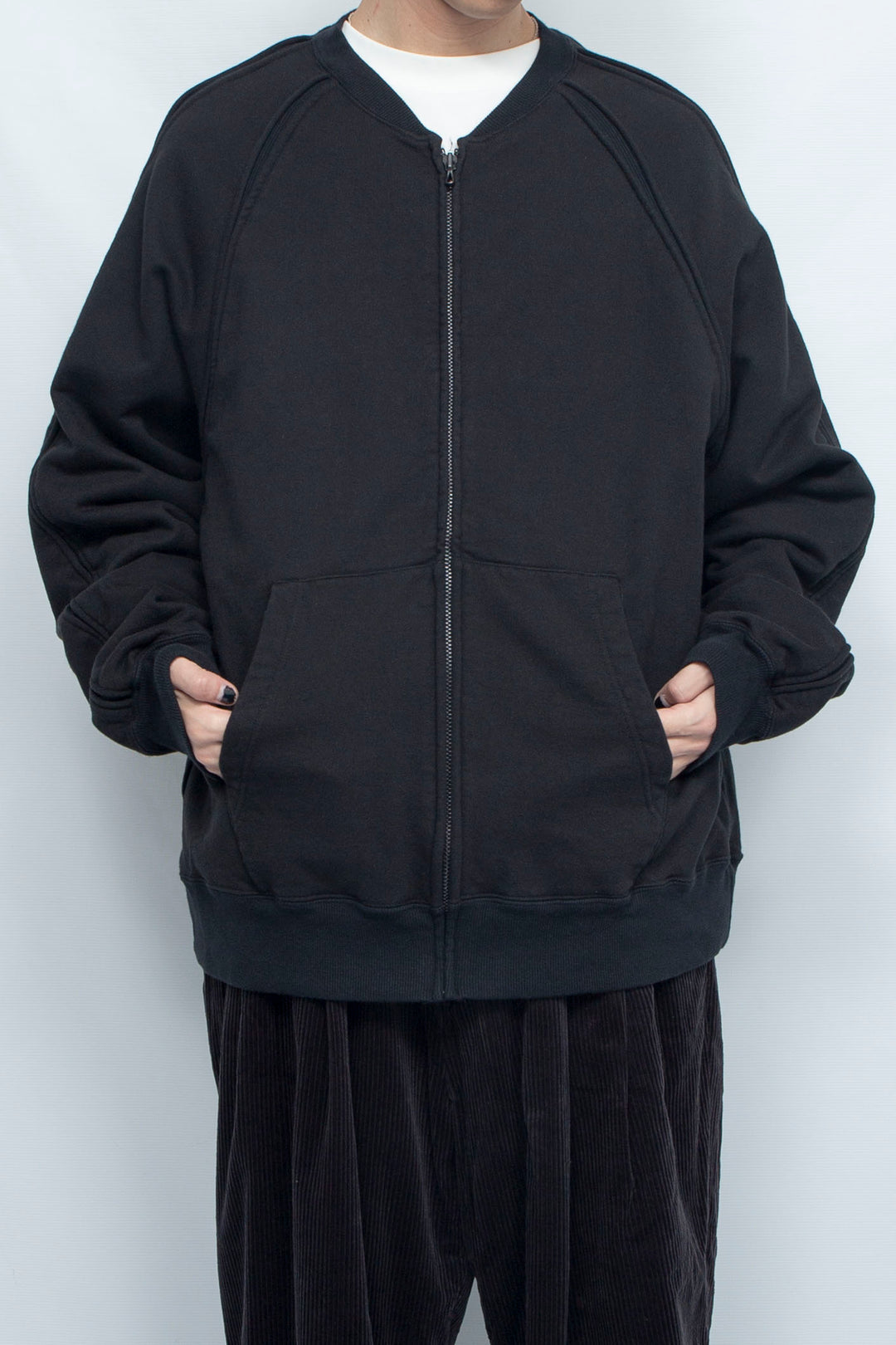 Full-zip Crew neck Sweat Black