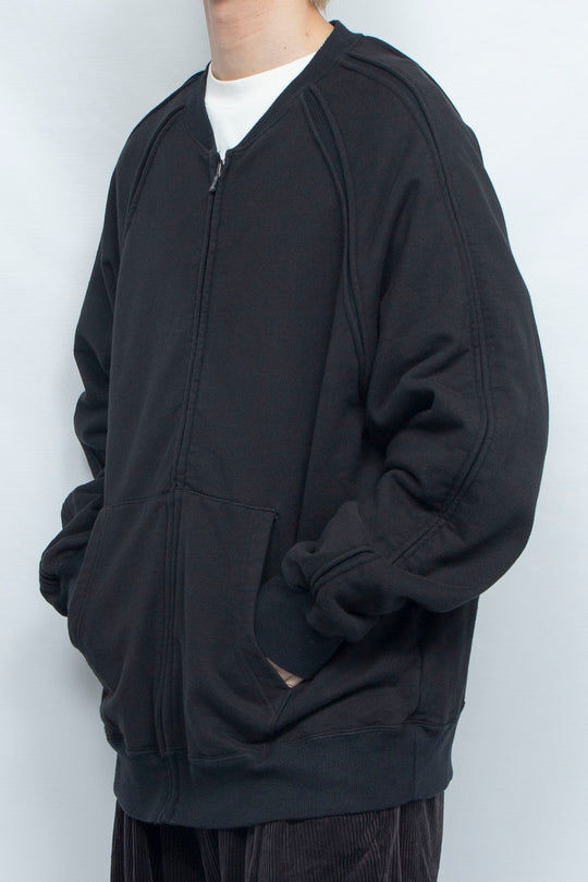 Full-zip Crew neck Sweat Black