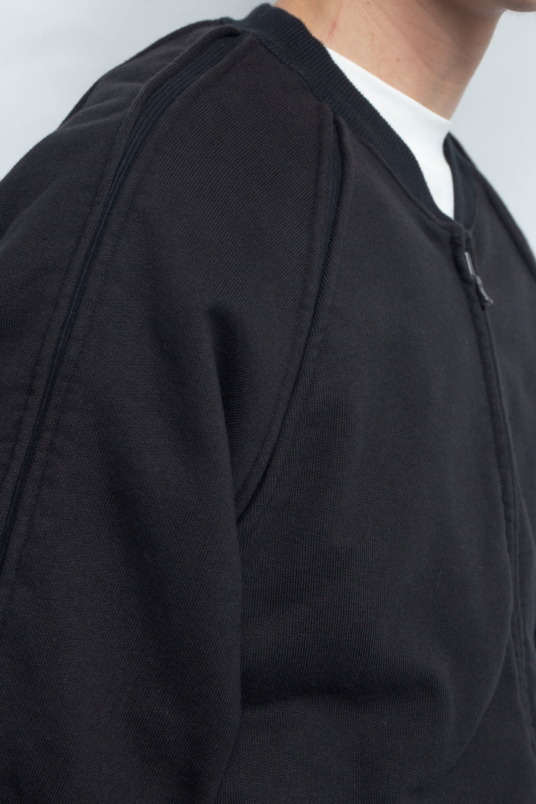 Full-zip Crew neck Sweat Black